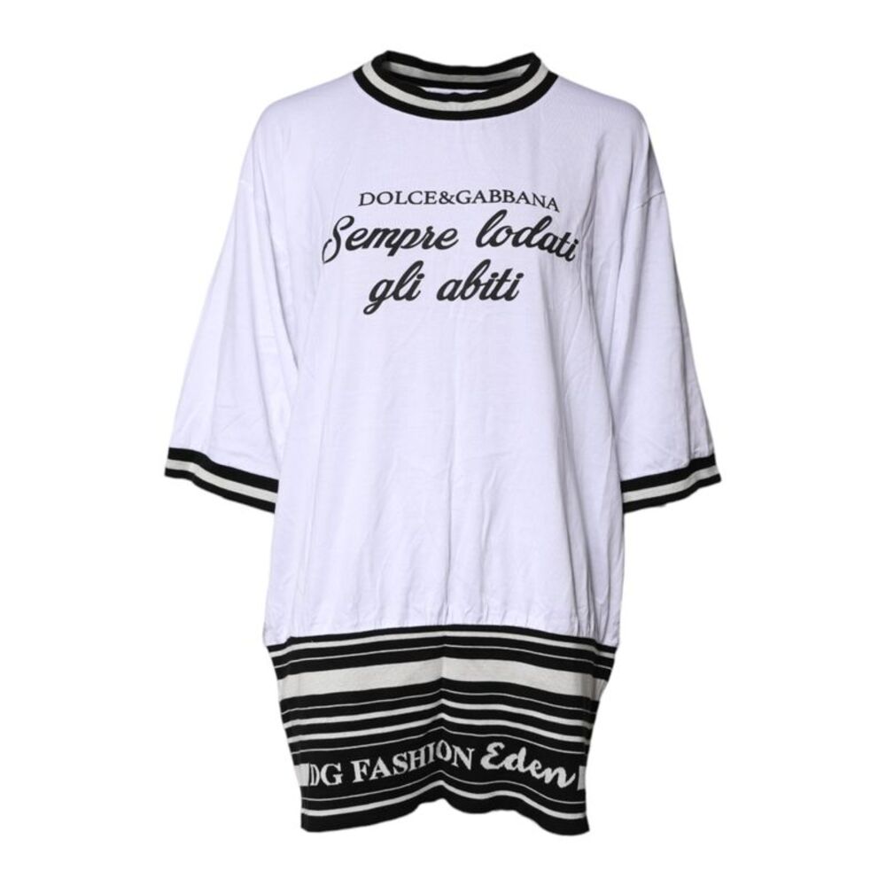Dolce & Gabbana White Cotton DG Fashion Crew Neck Tee Women's T-shirt